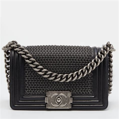 chanel black boy chainmail small bag|expensive black purses quilted Chanel.